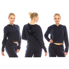 Women's Crop Hoodie Pullover - Casual Light Weight French Terry Long Sleeve