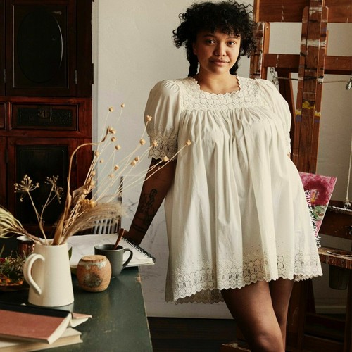 Doen Sterling Shift Mini Dress Eyelet 