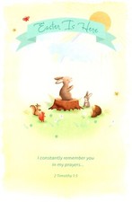 Happy Easter  Spring Bunny Prayer Praying Forest Animals American Greeting Card