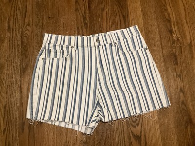 NWT LOFT STRIPED DENIM CUT OFF SHORTS SIZE 6