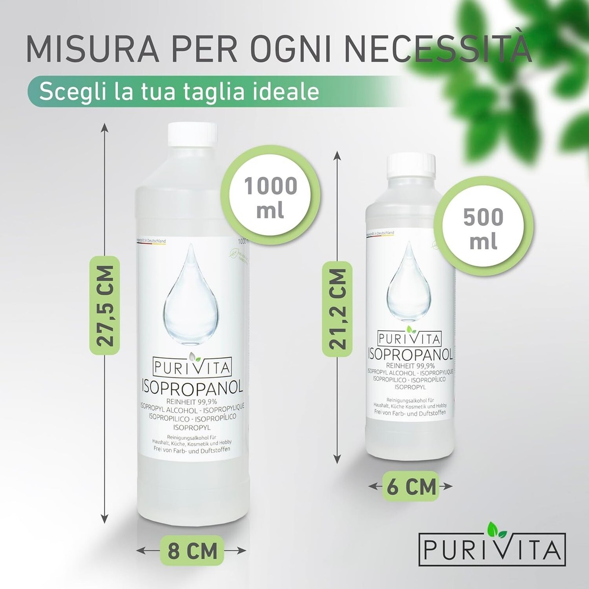 Alcool Isopropilico PURIVITA 99,9% - Detergente Per Elettronica, Sgrassante Senza Residui - Made In Germany, 0.5-3 Litri - Foto 2