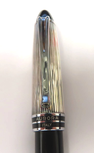 AURORA Epsilon Silver/Black Knock type Ballpoint Pen wz/Box Vintage Very Rare - Picture 3 of 6