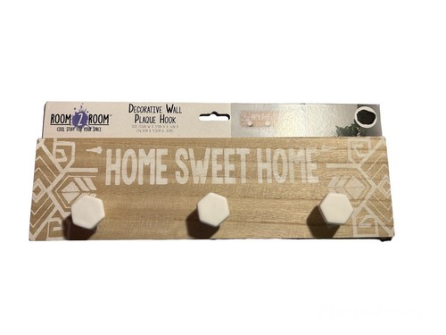 Room 2 Room Decorative Wall Plaque Hook HOME SWEET HOME Wood New Unused - Picture 5 of 8