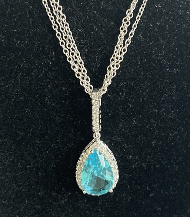 ネックレス・ペンダント Blue Stone Drop Necklace Blue & Clear Stone Drop Necklace With Charm Faceted Teardrop