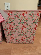 NEW STRAWBERRY SHORTCAKE PINK FABRIC STORAGE CUBE BIN BOX 12" SQUARE