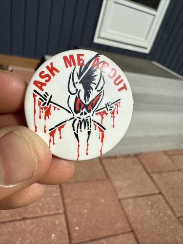 Vintage Promo Metallica Ask Me About Scary Guy Pushead Button Pin SELTEN UNBENUTZT