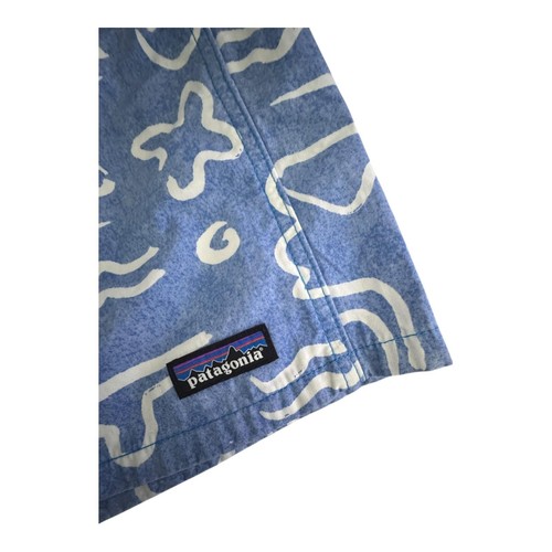 Patagonia Funhoggers Shorts 6" Mens Small Vessel Blue Cotton Pattern Summer - Picture 3 of 5