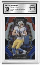 JUSTIN HERBERT 2022 Select #155 (DIE-CUT RED/BLUE PRIZM) GRADED 10💎GEM MINT🔥