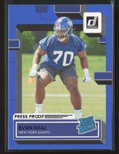 Evan Neal 2022 Donruss #398 Blue Press Proof New York Giants