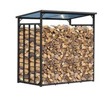Metalowa półka na drewno kominkowe antracyt XXL 185 x 100 x 185 cm XXXL ogród kominek kolorowy