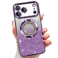 For iPhone 17Pro Max 16 15 14 13 Shockproof Magnetic Bling Glitter Gradient Case