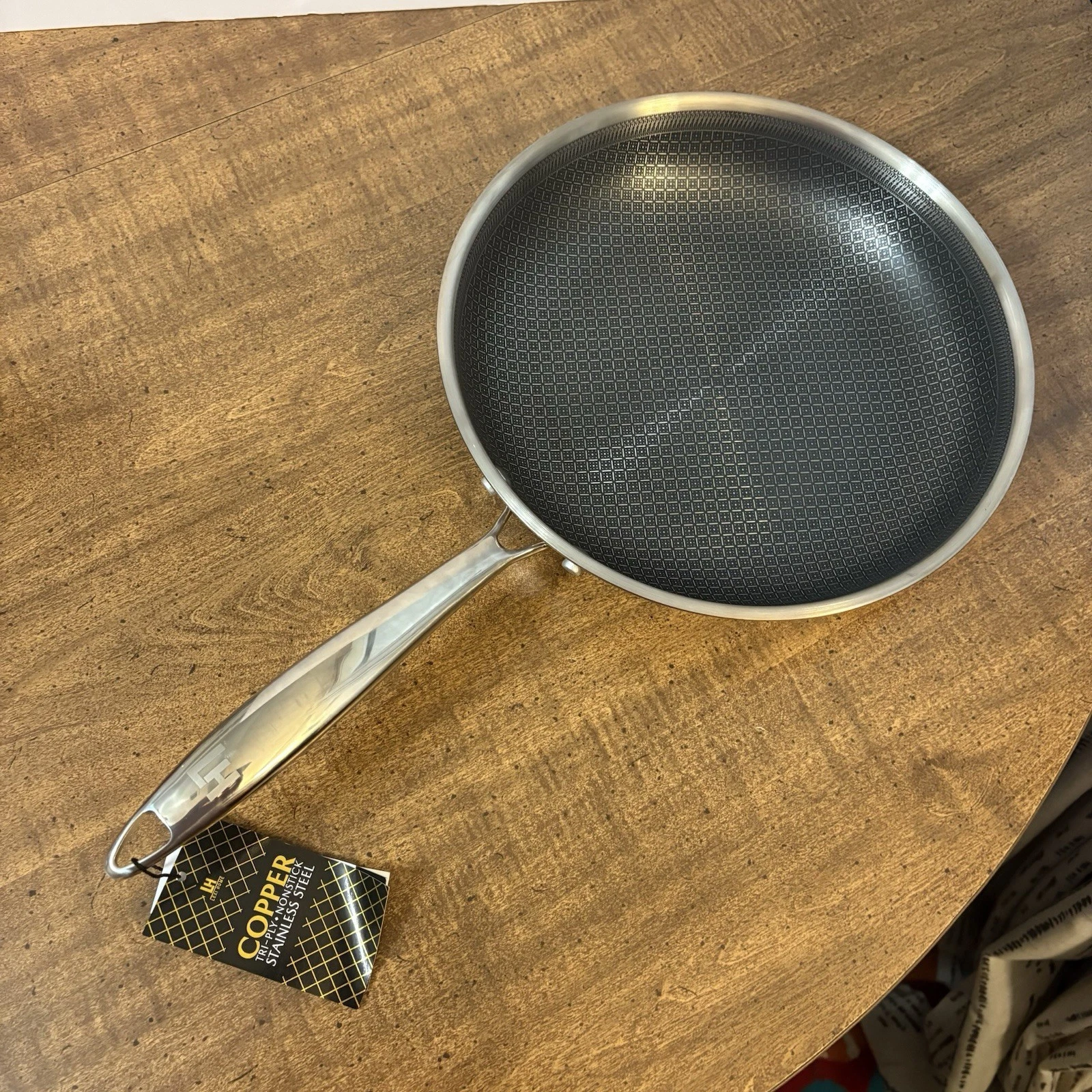 Lexi Home Diamond 10” Skillet SET Copper Tri-Ply Stainless Steel Fry Pan Cl