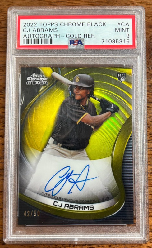 2022 Topps Chrome Black Cj Abrams Rookie Auto Gold /50 PSA 9 G26637