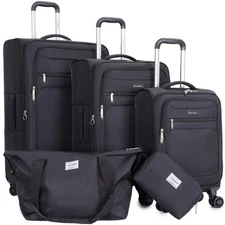 Luggage Sets 5 Piece Softside Expandable Suitcase sets With Spinner Wheels Du...