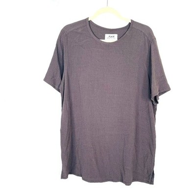 FLAX Womens Tunic Top Brown Textured Lagenlook Capsule Minimalist Coastal Small