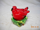 Red Bird Cardinal Salt & Pepper Shakers & Under Plate Cracker Barrel — photo 4