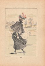 Mode Kleidermode Damenmode Jahr 1893 kolorierte RADIERUNG um 1902 Henri Boutet