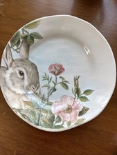 effetti d'arte Handmade In Italy Rabbit And Flowers Plate