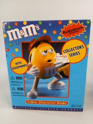 Set Of 2 Vintage M&M's Radio Shack Blue & Yellow -with Headphones