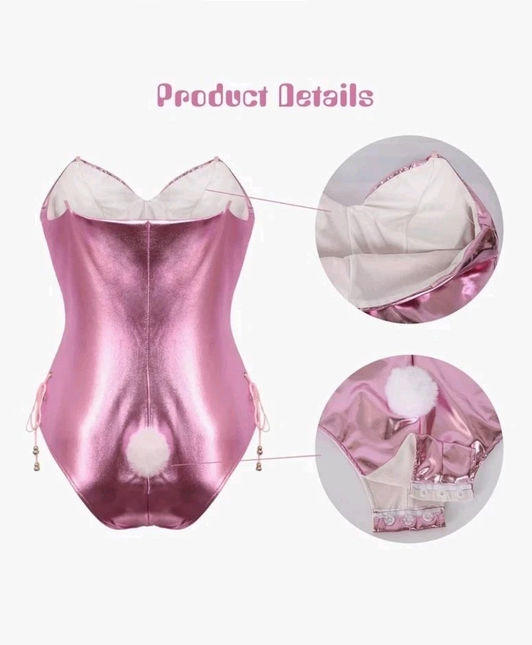 Angelaicos Large Playboy Bunny Costume Pink Metallic Accessories Included New - Image 3 of 3