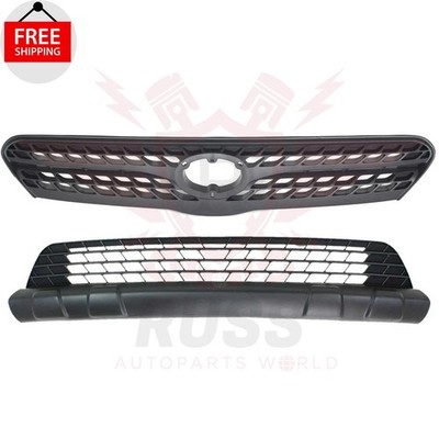 New Front Bumper Upper Lower Grille Textured Black Fits 2005-2008 Toyota Matrix
