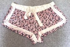 Victoria  s Secret Silky Satin Pajama Sleep Shorts Size S Floral With Ivory Trim