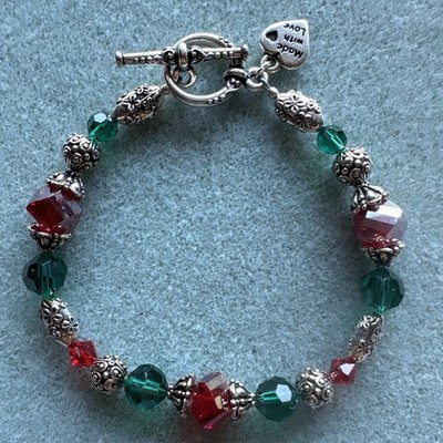 Gorgeous, Christmas, Designer Crafted Bracelet Made With Swarovski Crystals