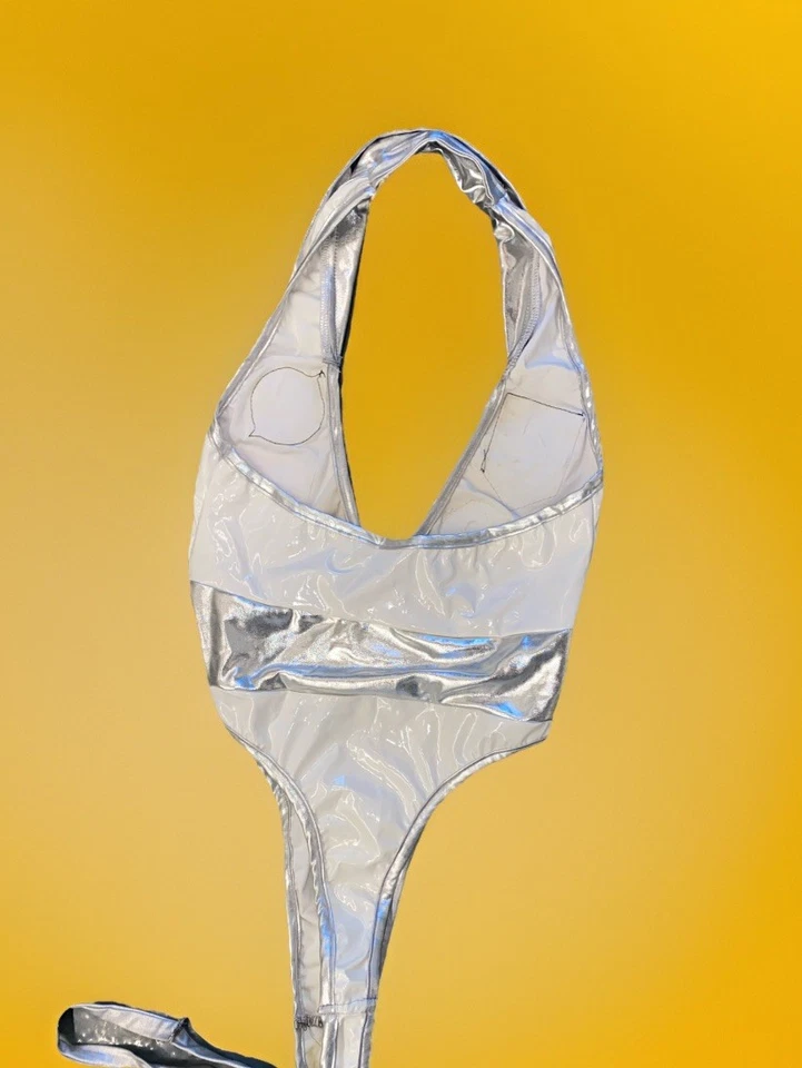 Penthouse DayClub Hollywood Sexy Astronaut Bottle Server Outfit Silver Garters S - Image 3 of 4