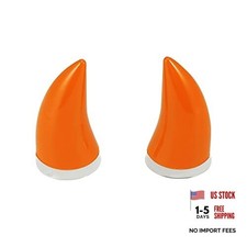 2pcs Bull Horn Style Roof Top Stickers Car Front Rear Bumper Decoration Orange