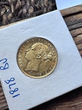 1878 Gold sovereign young Victoria 8g 22ct cion 
