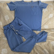Men s FIGS Scrub Top Medium Pants Small Set Ceil Blue