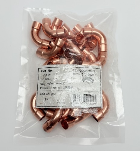 Bag Of 25, Copper Long Turn Elbows 90° C x C 2524206069800 / HB15-242-0025