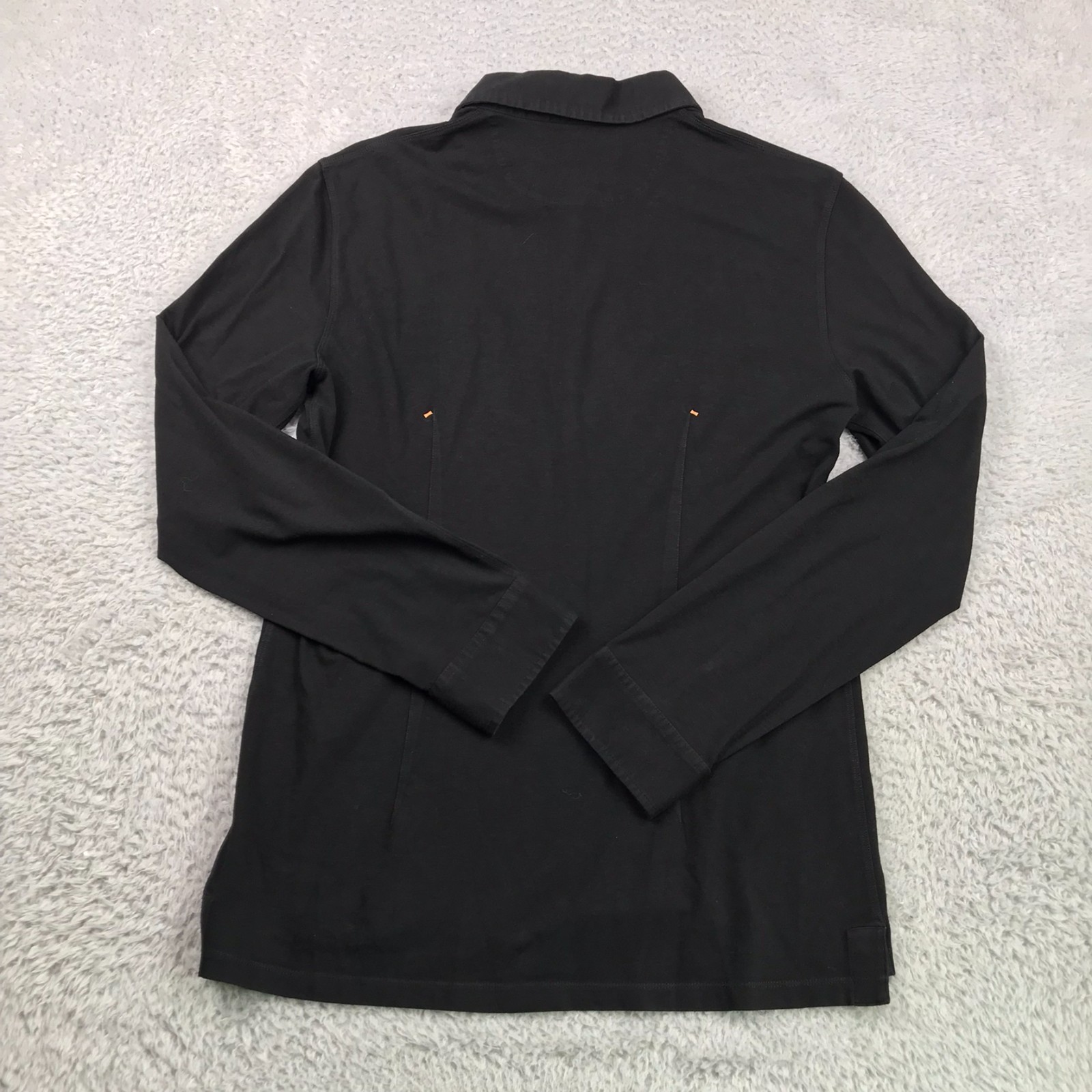 Kit & Ace Polo Shirt Mens M Black Cotton Cashmere Stretch Long Sleeve Pocket