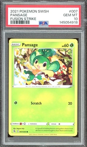 Pokemon TCG Sword & Shield Fusion Strike #007 Pansage PSA 10