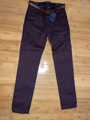 Scotch & Soda Pants mens 29X32 Purple Bowie Super Slim Fit Casual Stretch