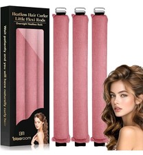 Heatless Hair Curler, Satin Velvet Flexi Rods, No Heat Curling - 3pcs Light Pink