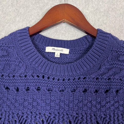 Madewell Navy Blue Open Crochet Knit Sweater Vest Size Medium - Picture 2 of 8