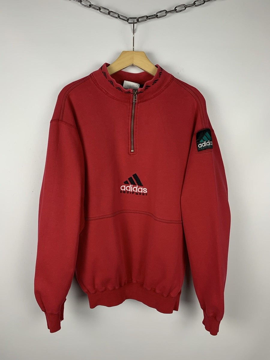 トップス 90s adidas EQUIPMENT mock neck sweat VTG 90s Adidas Equipment Pullover L/S Quilted Zip Mock Neck
