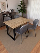 5 piece Colorado Dining Table with 4 grey Jaydn Leather Chairs