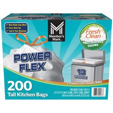 Power Flex 13-Gallon Tall Kitchen Trash Bags, Fresh Scent, 200 ct.