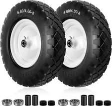 4.80/4.00-8 Flat Free Tire and Wheel- 16" Flat-Free Solid 4.80/4.00-8, white 