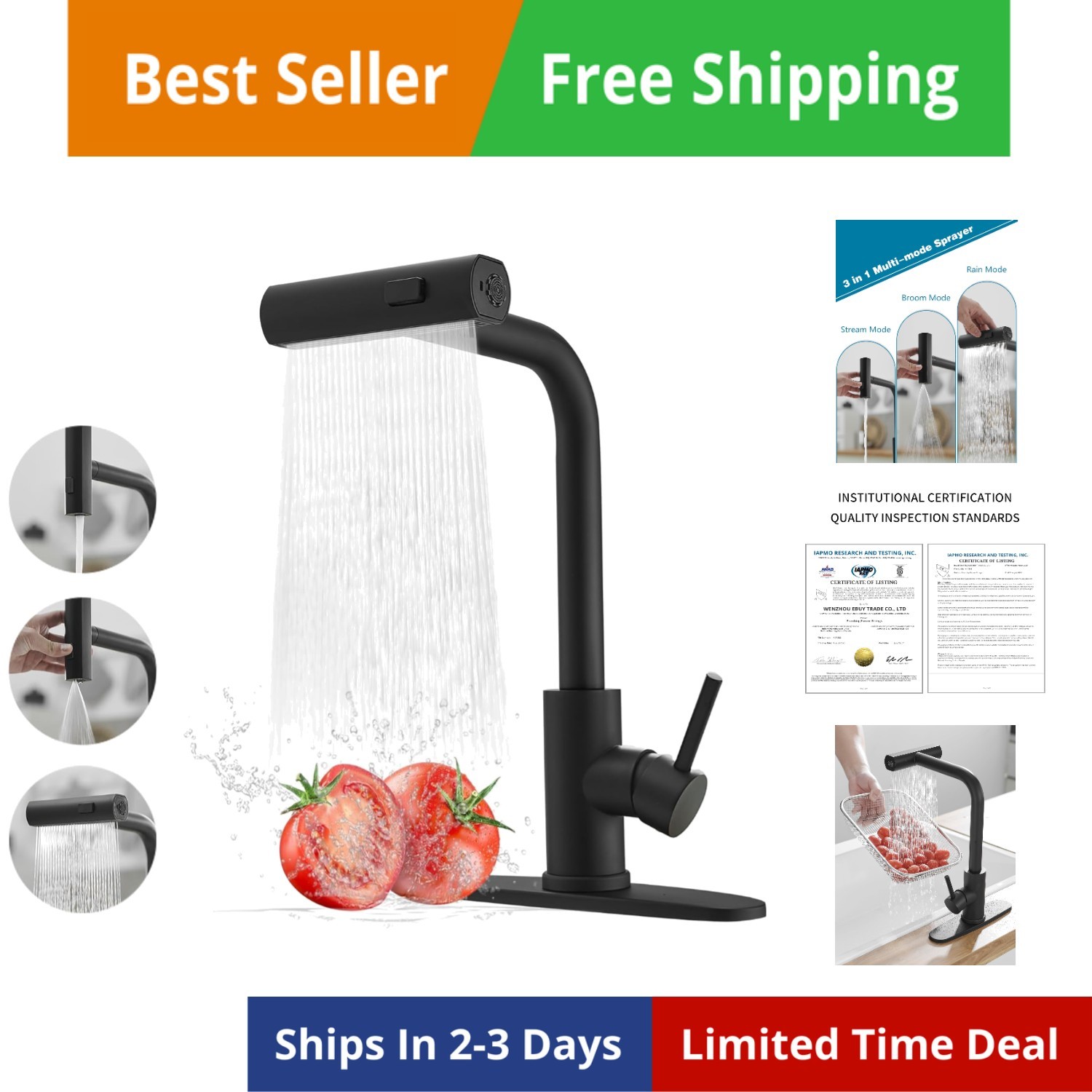 With Pull Down Sprayer,waterfall Kitchen Sink Faucet,co...