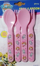 Paw Patrol Fork Spoon Set of 4 Pink Toddler Kids Cutlery BPA Free Nickelodeon