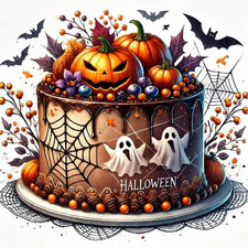 Diamond Art Kits for Adults,5D Halloween Diamond Painting DIY Halloween Cake Dia
