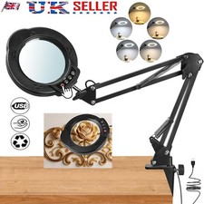 15X Magnifying Glass with LED Light Magnifier Crafts USB Reading Desk Clamp Lamp