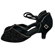 Supadance 1127 2.5"/3" Stiletto Women Black Sparkle Satin High Performance Shoes