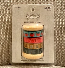Sew-Ology Washi Tape Rolls on Wood Spool Sewing Theme Thimble Pins Tomato Ruler