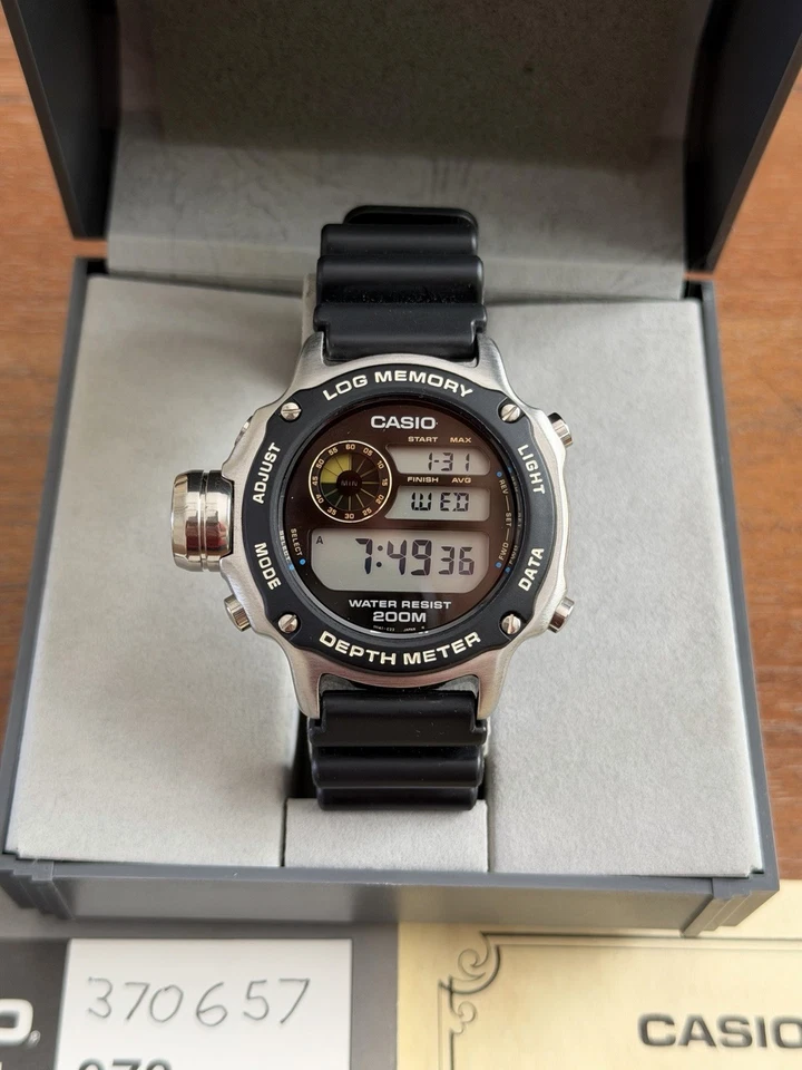 Novo! Relógio Vtg Casio DEP-510 Air Divers Módulo Japão 973 200m 1991 FUNCIONANDO NIB - Imagem 2 de 4