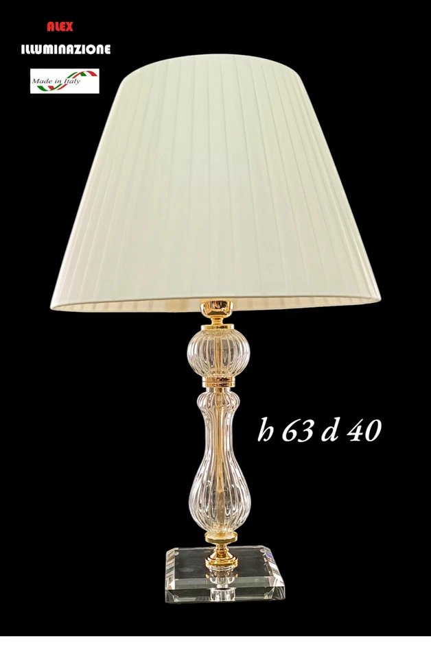 Lampada da comodino Elegante bairon cristallo con riporti oro classica italiana - Immagine 3 di 4