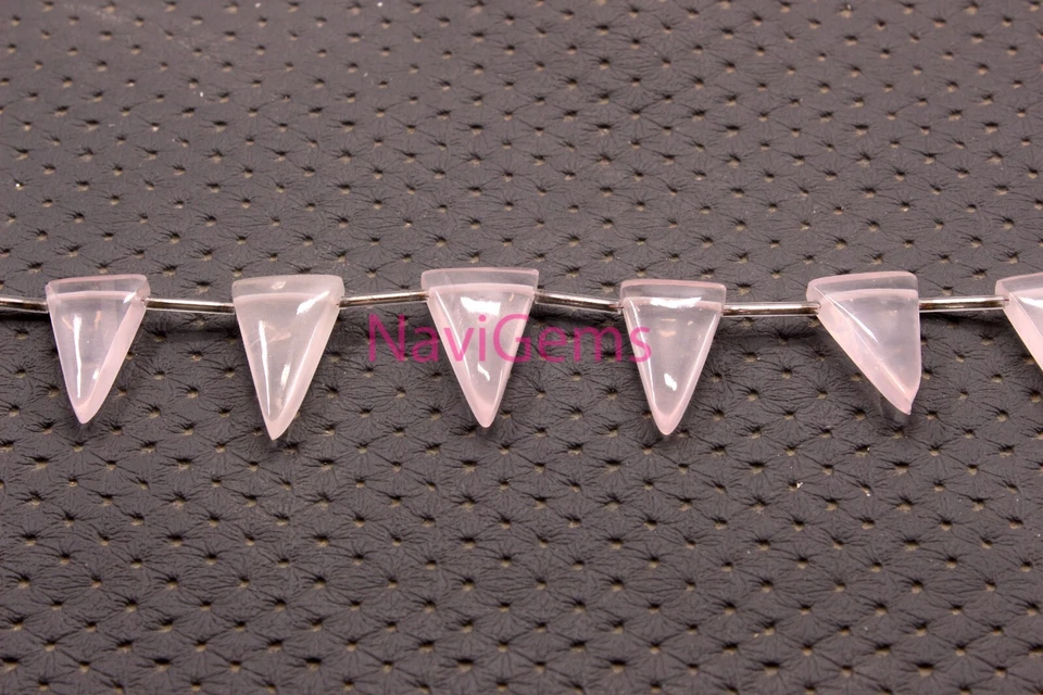 Natural Rose Quartz Triangle Shape Smooth Briolette Pink Beads Size 14x23-16x25 - Image 2 of 4